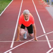Starting block on the tracks