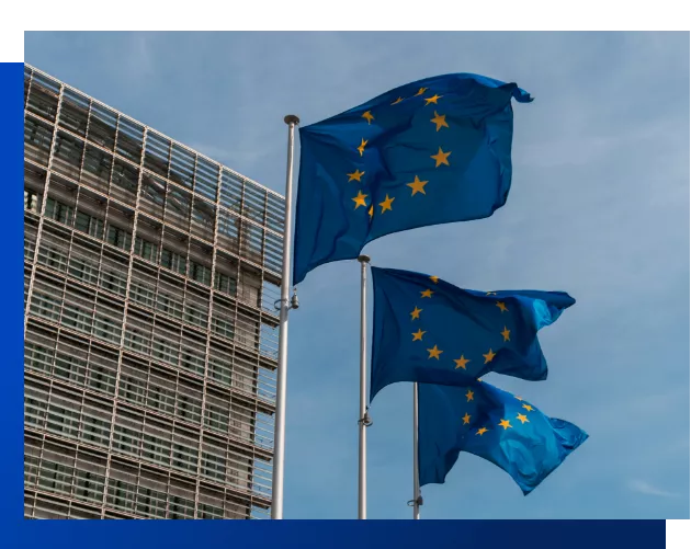 EU flags outside the EU HQ