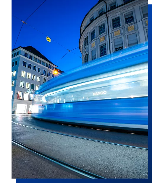 Streetcar in blurred focus