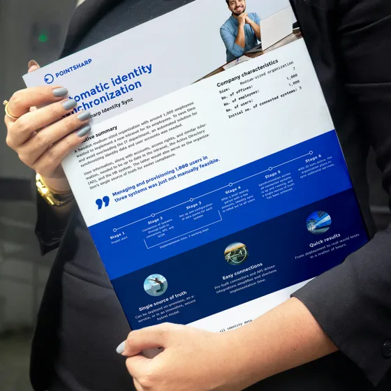 Person carries the Identity Sync print 